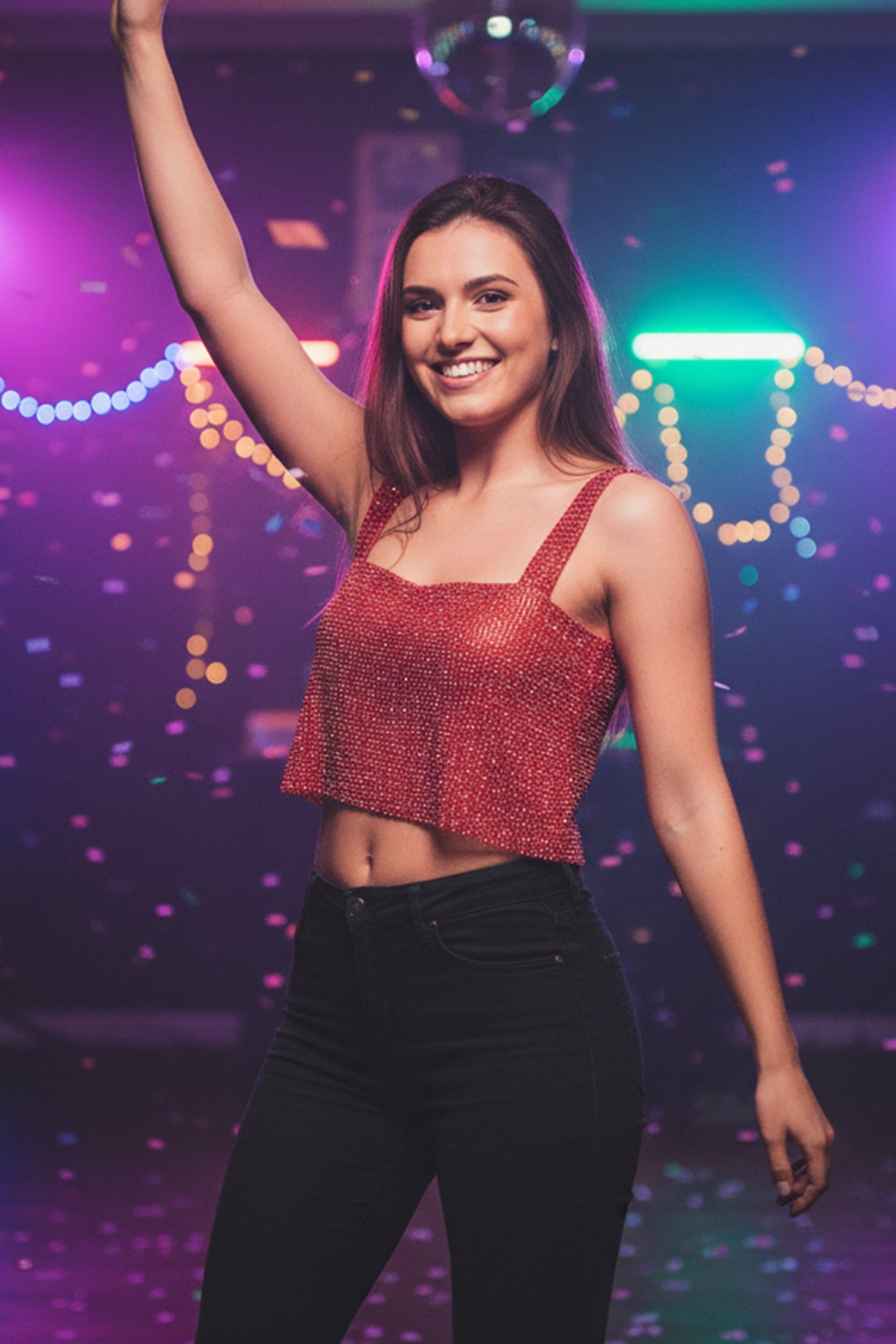 Rhinestone Square Neck Tank Top