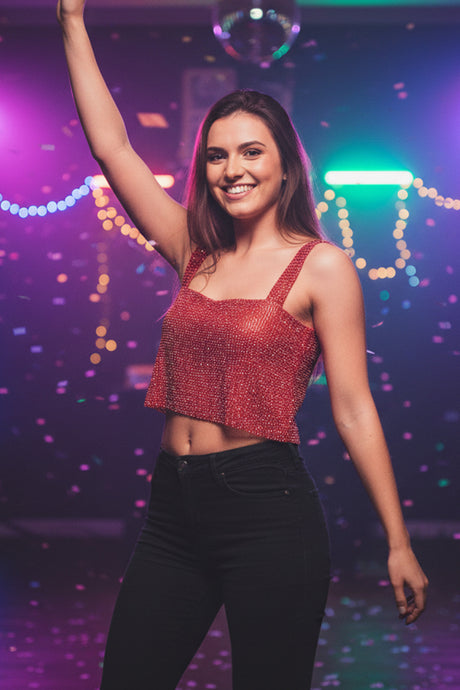 Rhinestone Square Neck Tank Top