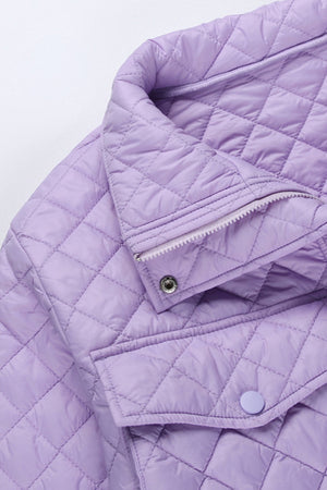 Rhombus Zipper Pocketed Jacket