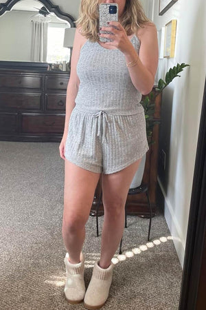Ribbed Knit Cami Vest Shorts Set