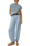 Ribbed Mock Neck T-shirt Pants Suits