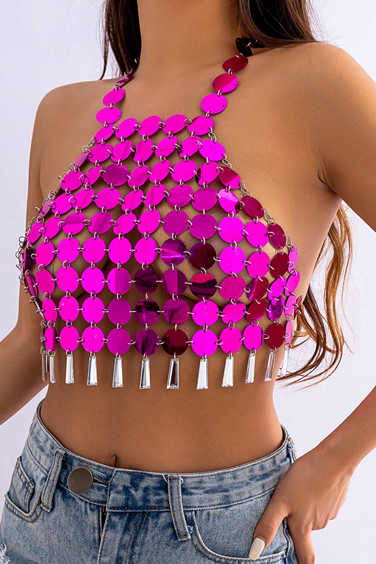 Hand Made Round Sequin Body Chain