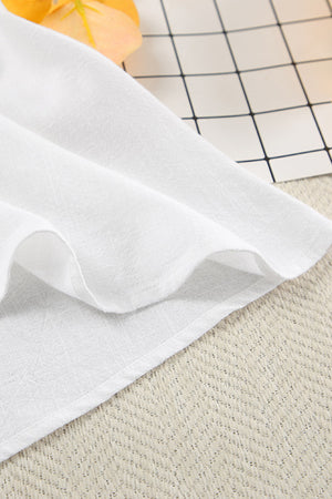 Ruched V Neck Button-down Linen Dress