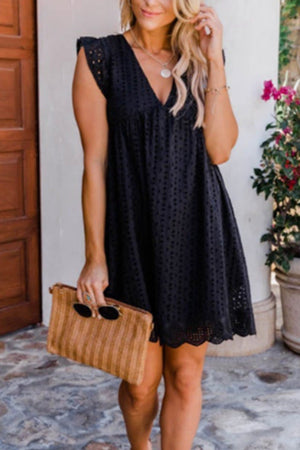 Ruffle Jacquard Pocketed Tank Dress
