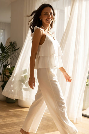 Ruffle Tie-up Cotton Vest Set