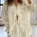 Arolora Ruffle Tie-up Sweet Shirt Set