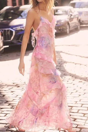 Arolora ruffled-spaghetti-strap-backless-maxi-dress