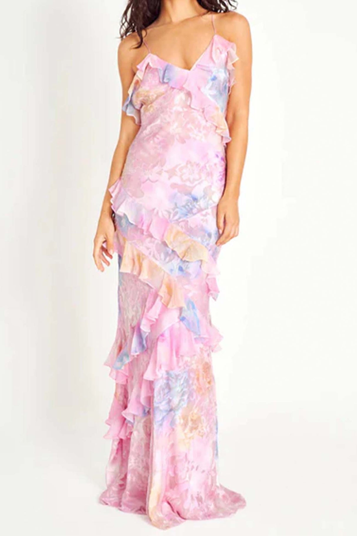 Arolora ruffled-spaghetti-strap-backless-maxi-dress
