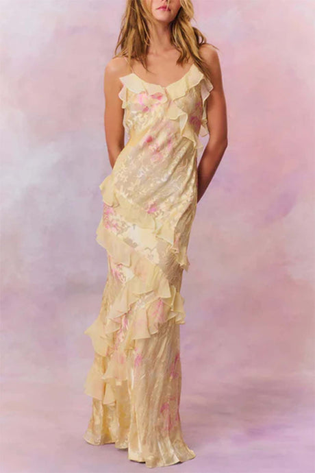 Arolora ruffled-spaghetti-strap-backless-maxi-dress