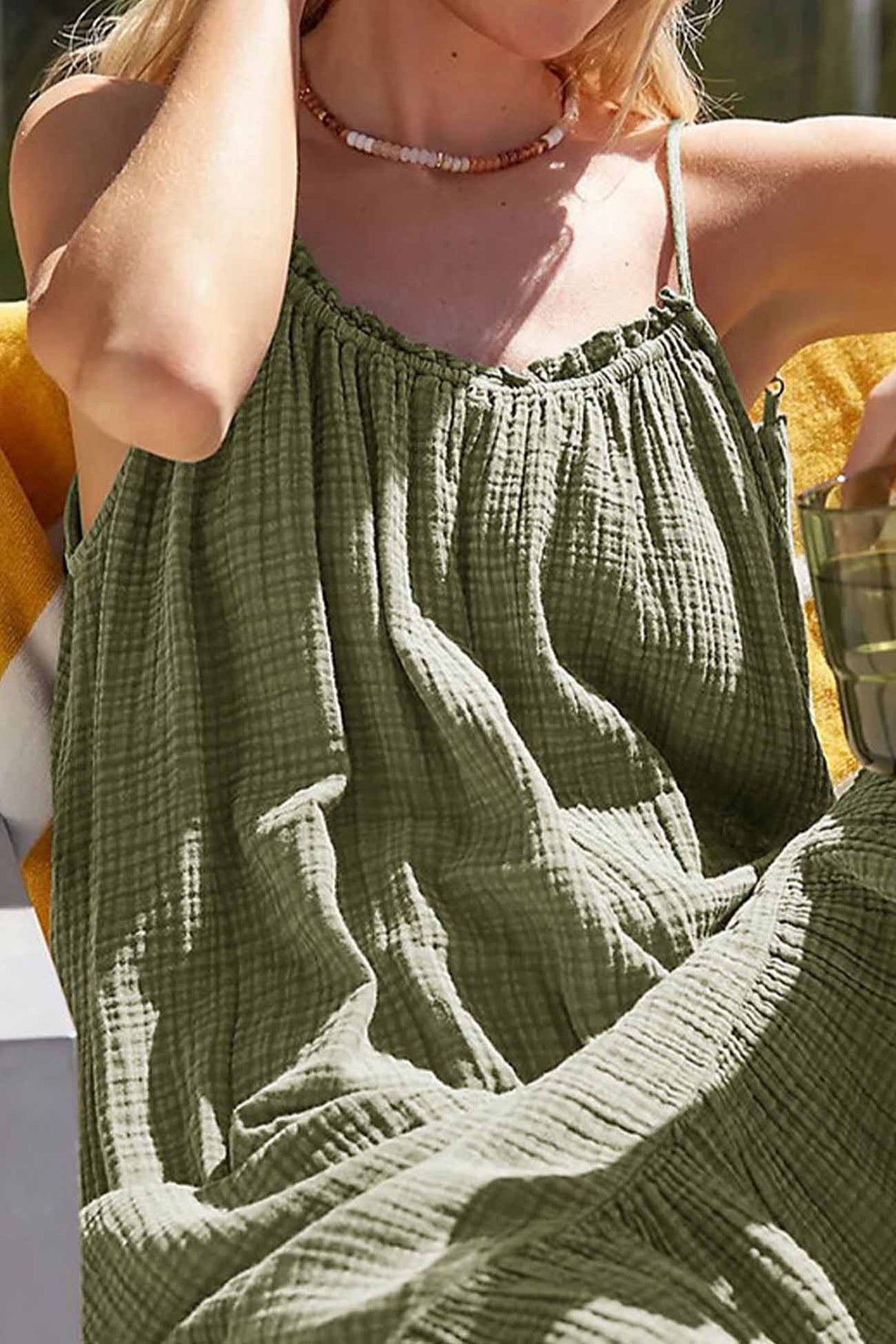 Arolora ruffled-backless-tiered-cami-dress