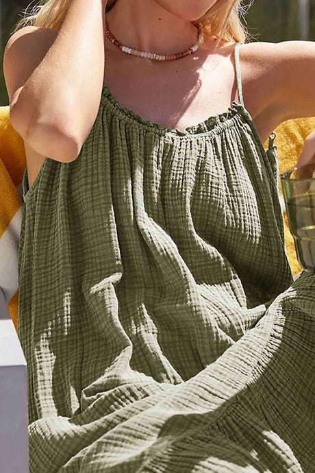 Arolora ruffled-backless-tiered-cami-dress
