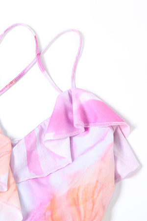 Ruffled Floral Printed Backless Cami Dress