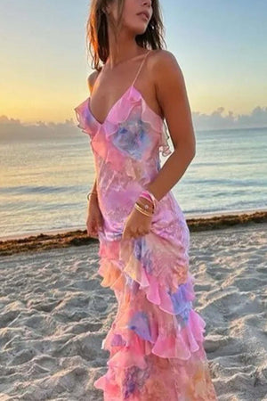 Arolora ruffled-spaghetti-strap-backless-maxi-dress