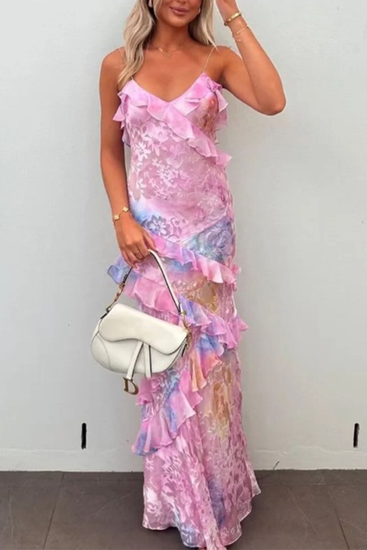 Arolora ruffled-spaghetti-strap-backless-maxi-dress