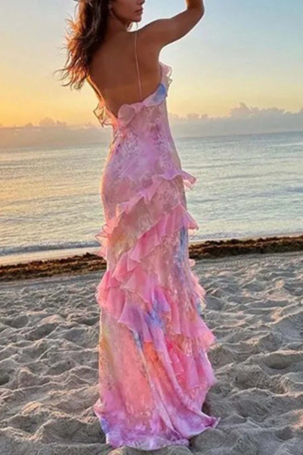 Arolora ruffled-spaghetti-strap-backless-maxi-dress