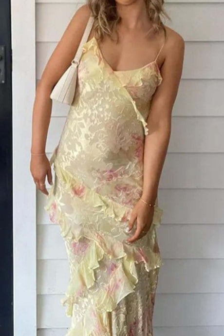 Arolora ruffled-spaghetti-strap-backless-maxi-dress