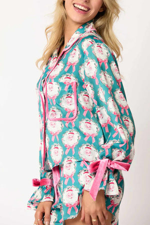 Santa Bow Shorts Two-Piece Set Pajamas