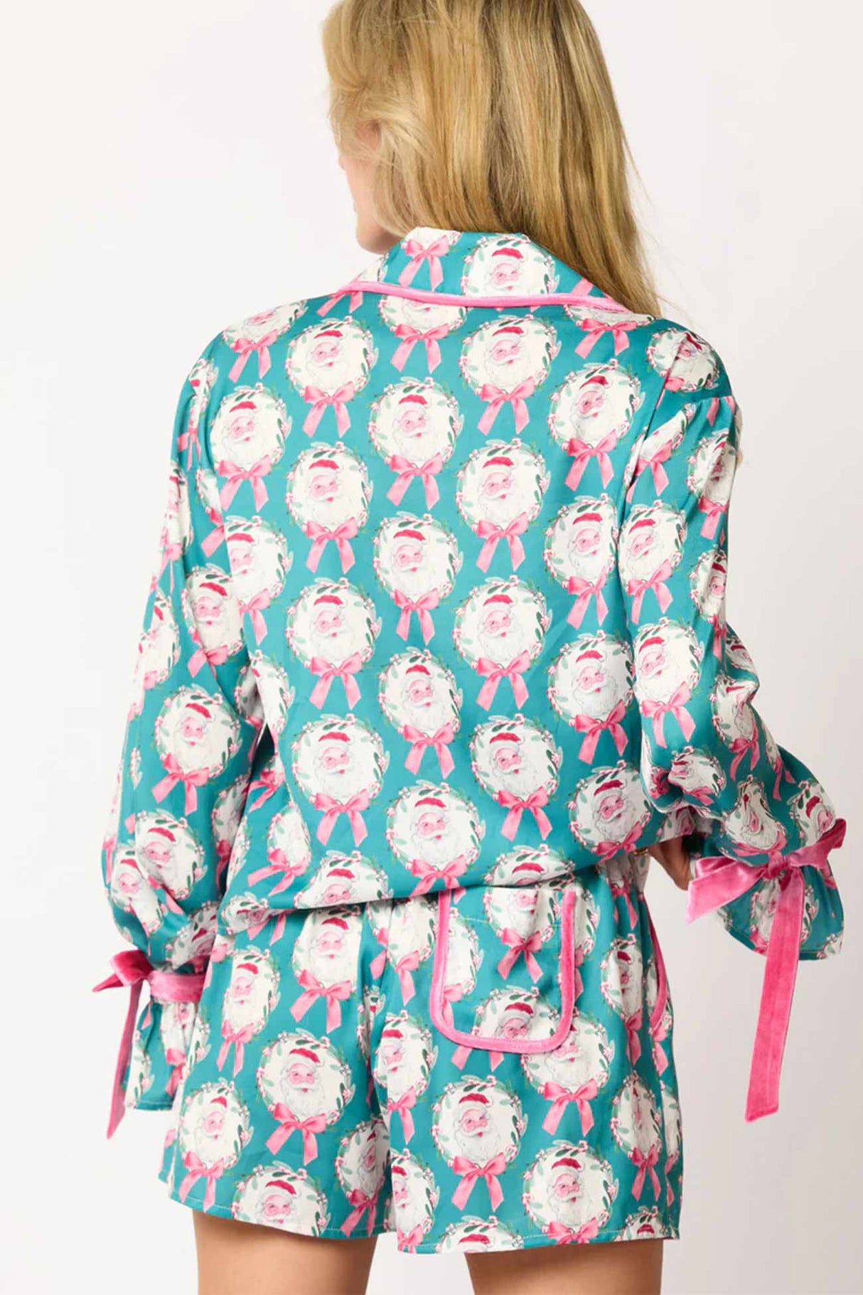 Santa Bow Shorts Two-Piece Set Pajamas