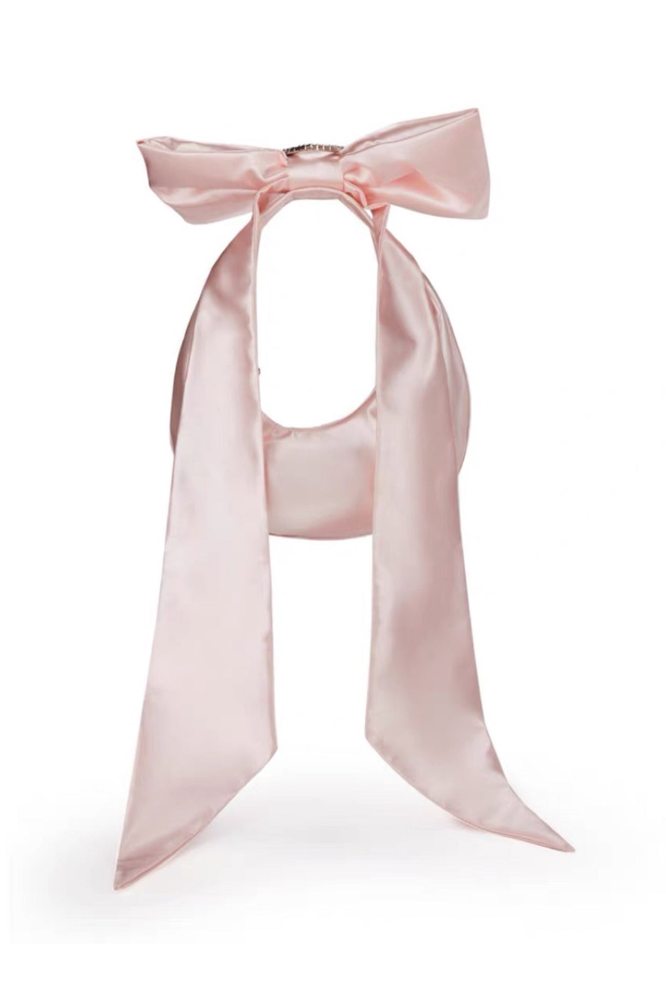 Arolora satin-bow-rhinestone-heart-buckle-armpit-bag