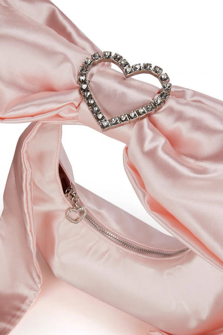 Arolora satin-bow-rhinestone-heart-buckle-armpit-bag