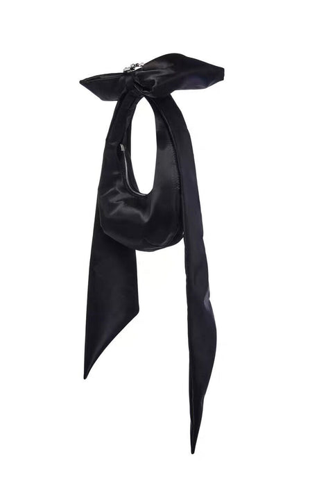Arolora satin-bow-rhinestone-heart-buckle-armpit-bag