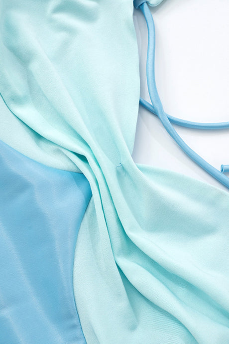 Arolora Satin Contrast Color Tie-up Cami Dress