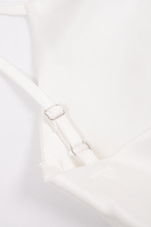 Satin Cowl Neck Tie-straps Slit Dress