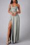 Arolora Satin Cowl Neck Tie-up Backless Slit Dress