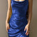 Arolora Satin Low Cut Slit Cami Dress