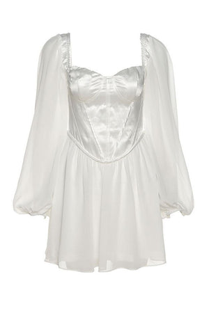 Satin Patchwork Corset Chiffon Mini Dress