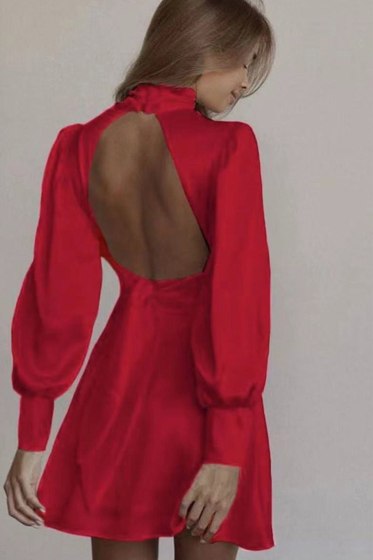backless puff sleeve dress Black main image 0