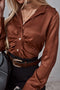 Satin Ruched Single-breasted Blouse