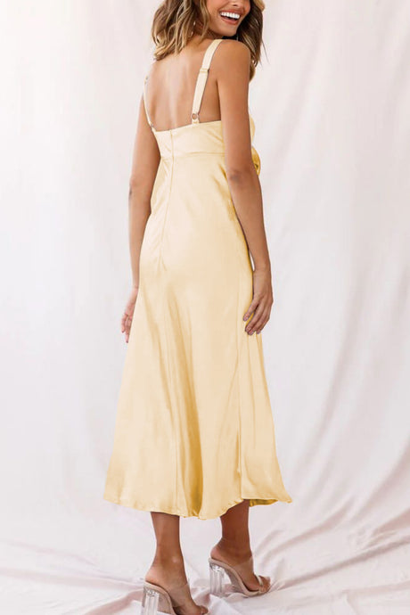 Satin Tie-front Cutout Cami Dress