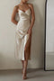 Arolora Satin V Neck Backless Cami Dress