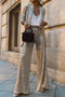 Arolora Sequin Long Sleeve Blazer Flare Long Pants Set