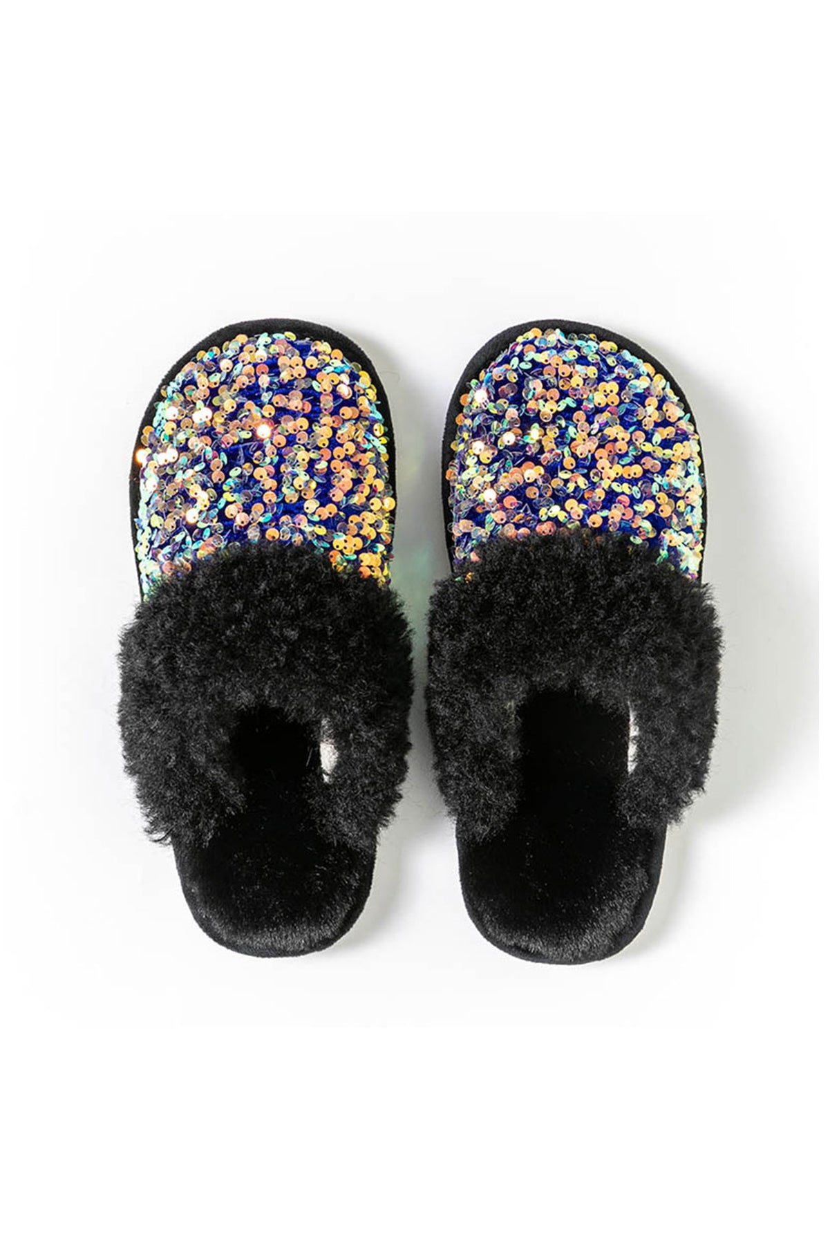 Sequin Plush Slippers