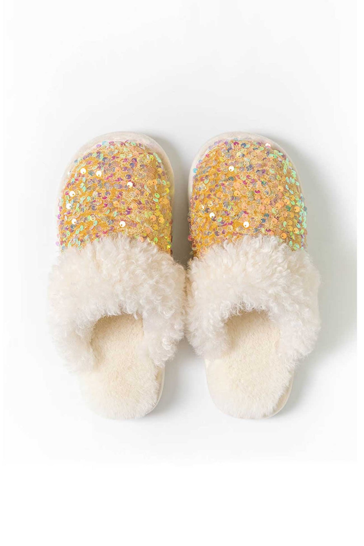 Sequin Plush Slippers