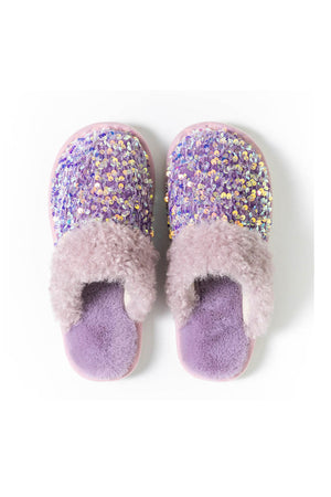 Sequin Plush Slippers