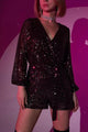 Arolora Sequin V Neck Tie-up Rompers