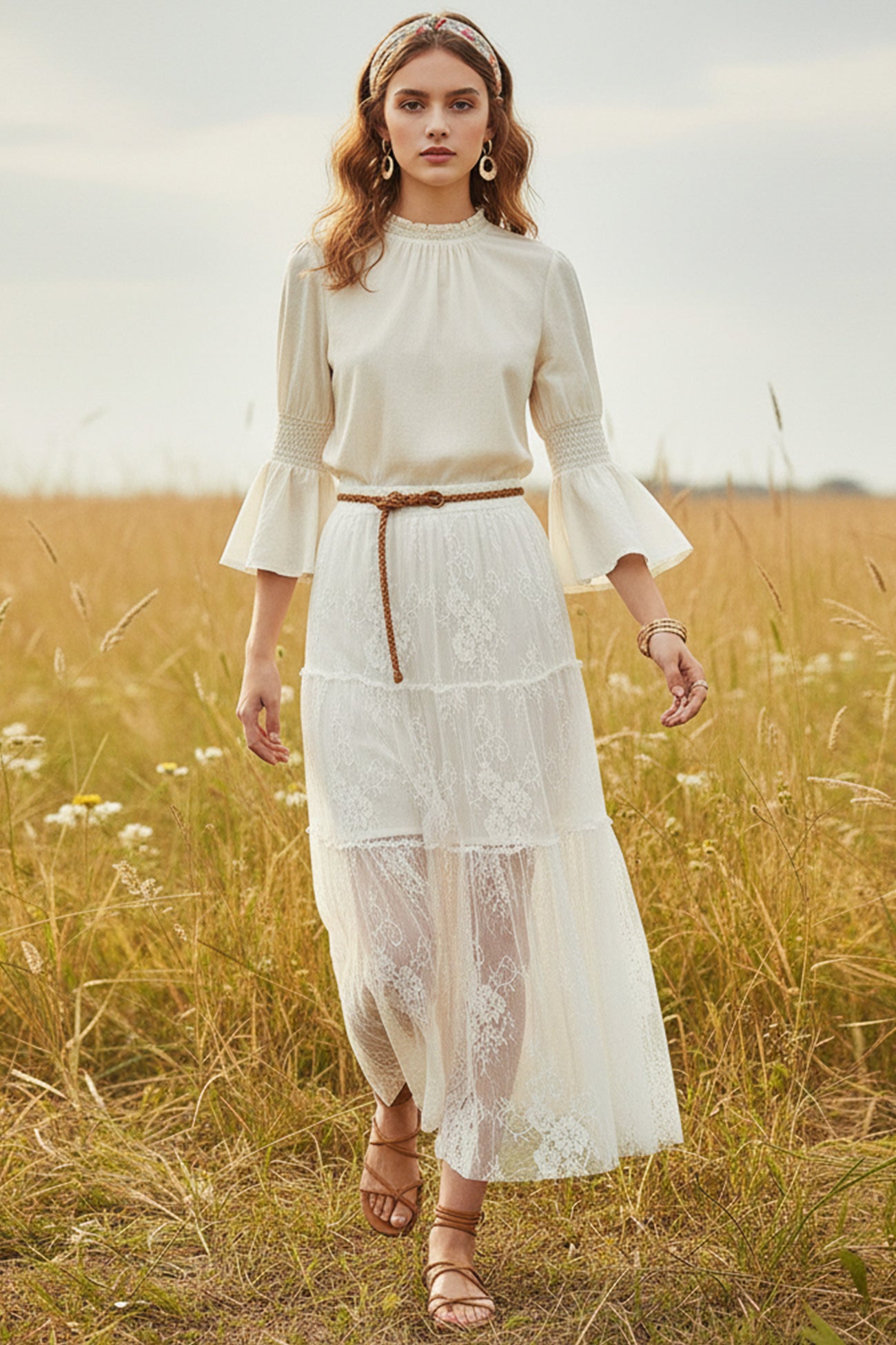 Sheer Lace High-Waisted Skirt