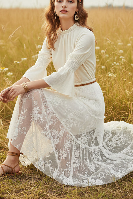 Sheer Lace High-Waisted Skirt