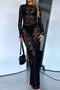 Sheer Lace Long Sleeve Maxi Dress