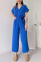 Short Sleeve Single-breasted Waisted Jumpsuits