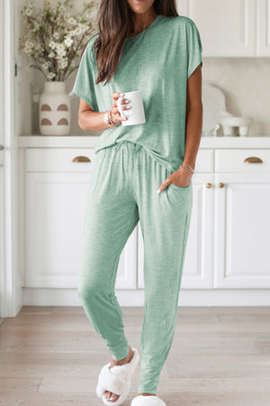 Arolora Short Sleeve T-shirt Sweatpants Set