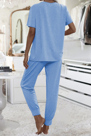 Arolora Short Sleeve T-shirt Sweatpants Set