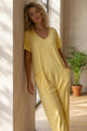 Short Sleeve V Neck Pocket Baggy Jumpsuit