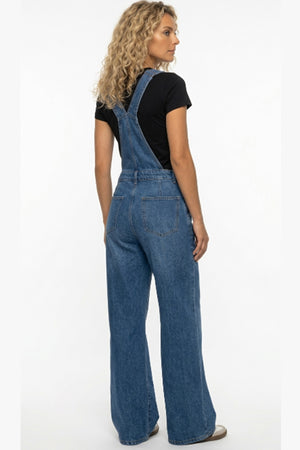 Sleeveless Pocket Front Loose Denim Jumpsuits