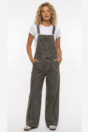 Sleeveless Pocket Front Loose Denim Jumpsuits