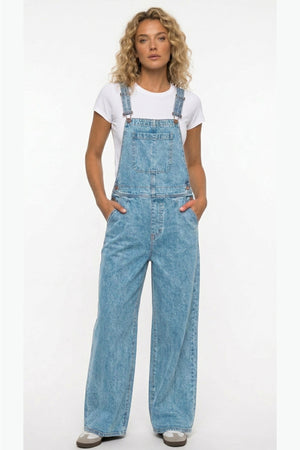 Sleeveless Pocket Front Loose Denim Jumpsuits