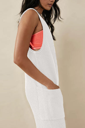 Arolora Sleeveless U Neck Dual Pocket Overalls